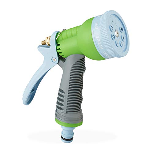 Preisvergleich Produktbild Relaxdays Gartenbrause Profi, 8 Sprühfunktionen, Dauerarretierung, 1 / 2 Zoll Anschluss, Handbrause Garten, mehrfarbig
