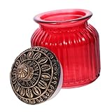 Amosfun Tarro de almacenamiento sellado con tapa de resina roja para té y productos secos, recipiente de vidrio hermético con diseño retro nórdico, resistente al calor y al frío, organizador de cocina