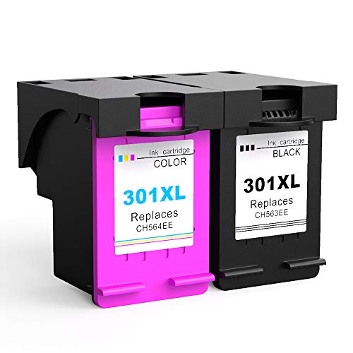 Ksera Reconstruido HP 301 XL HP 301 Cartuchos de Tinta de Alto Rendimiento Paquete de 2 (1 Negro, 1 Tricolor) Compatible con HP Deskjet 1000 1010 1050 2000 2050 2540 HP Envy 4500 4502 4504 4505 4507