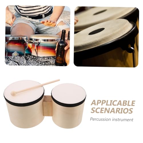 Set de bongos bois compact avec tambours à main et baguettes de percussion légères