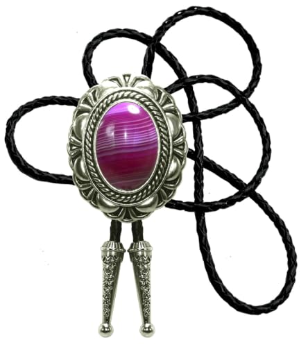 Image of Moranse Bolo Tie with Natural Tiger Eye Stone Celtic Style Genuine and Cowhide Rope