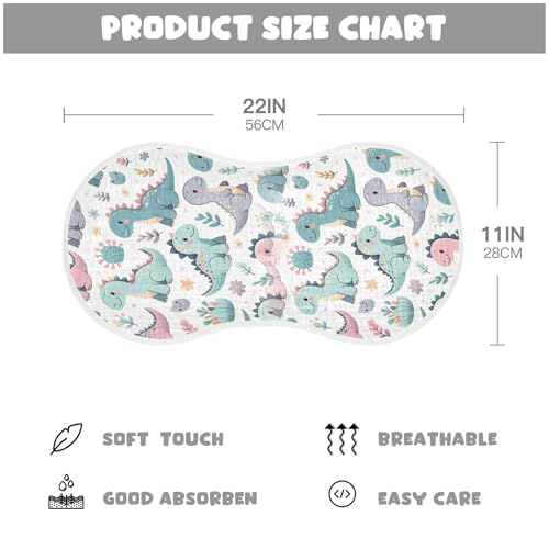 Kigai Cute Little Dinosaurs Baby Muslin Burp Cloths 2 Pack, Soft 4 Absorbent Layers Cotton Burp Rags for Newborn Girls Boys2