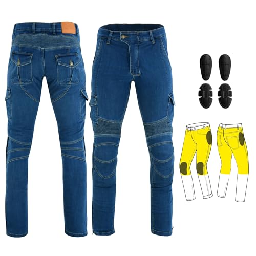 Mens Motorbike Jeans Made with Aramid Fiber Bikers Pants