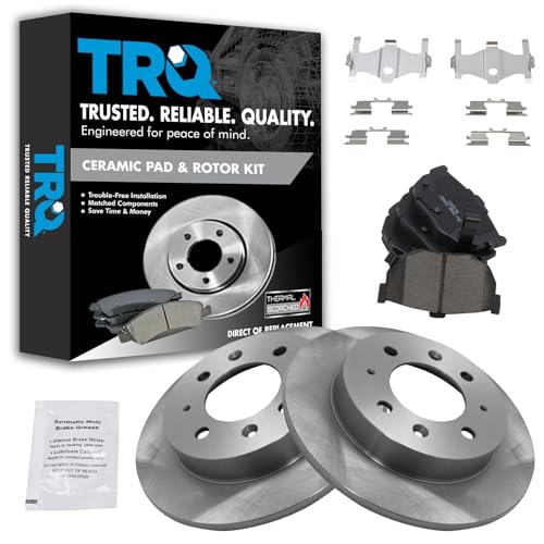Image of TRQ Rear Brake Pad and Rotor Set Ceramic Solid Rotors