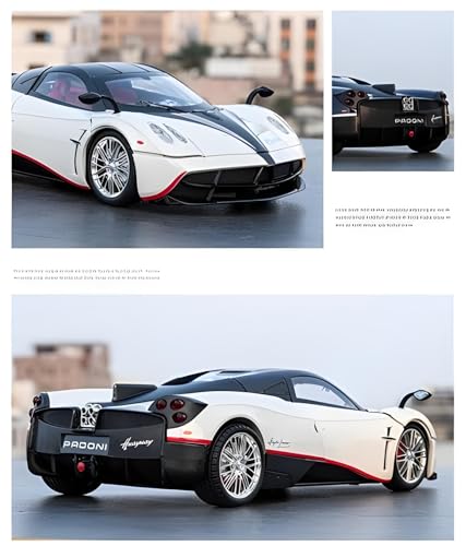 Image of 1:32 Scale Pagani Die-Cast Model Car - Alloy Metal Body Toy Car with Openable Doors, Pullback Action, Light & Sound Effects (Pagani White)