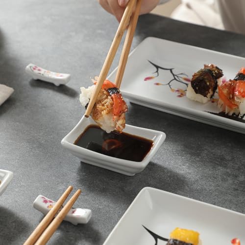 Image of 8 pcs Japanese Sushi Plate Sets Serving Platters and Trays for Entertaining Sushi Dishes Set Plates Sushi Plates Traditional Cuisine Dinnerware Sets with Chopsticks Pink Sakura