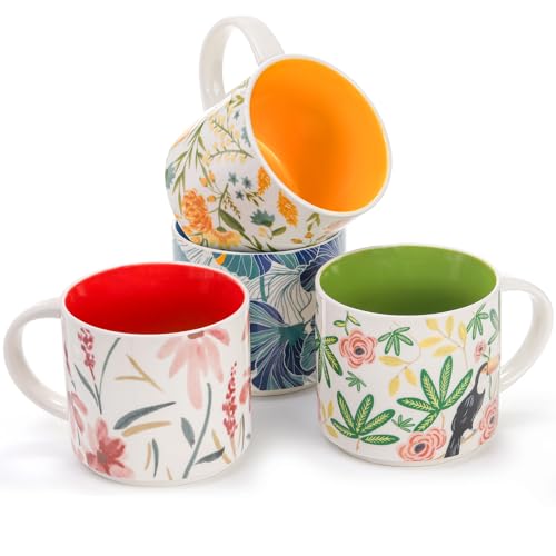 Frcctre Set of 4 Ceramic Coffee Mug Set, Large 15