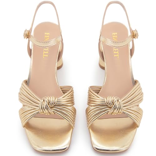 Women's Heeled Sandals Chunky Heel Strappy Metallic Braided Knotted Square Open Toe Ankle Strap Block Heel Sandals4