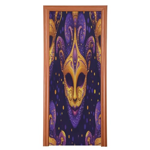 FLildon Masquerade Carnival Mask Door Cover Decoration, Party Accessory Porch Decor for Festive Ornament Room Door Covers 36 x 98 Inch