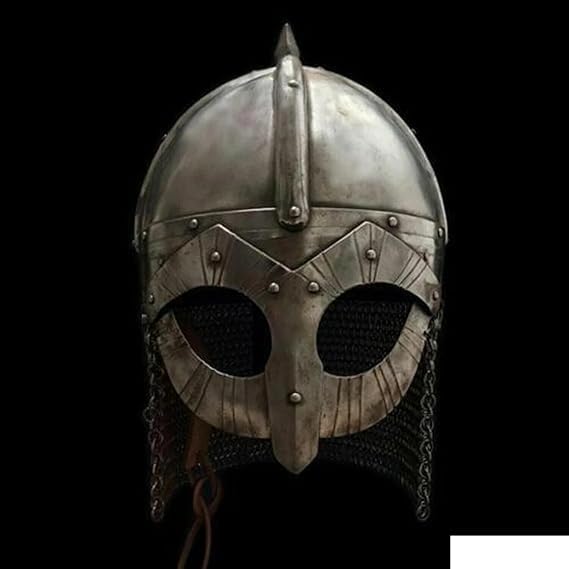 Medieval Antique Viking Spectacle Armour Helmet With Chain Fully Wearable Helmet