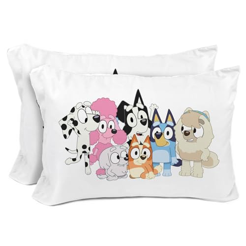 Sunny Side Up Bluey & Bingo (Pack of 2) Reversible Pillowcases - Double Sided Pillow Covers - Kids Super Soft Bedding