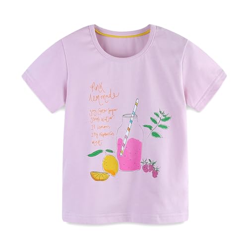 Image of Toddler Girls Short Sleeve Cotton Graphic T-Shirt Tops Casual Clothes 3 Pack Size 2-7Y