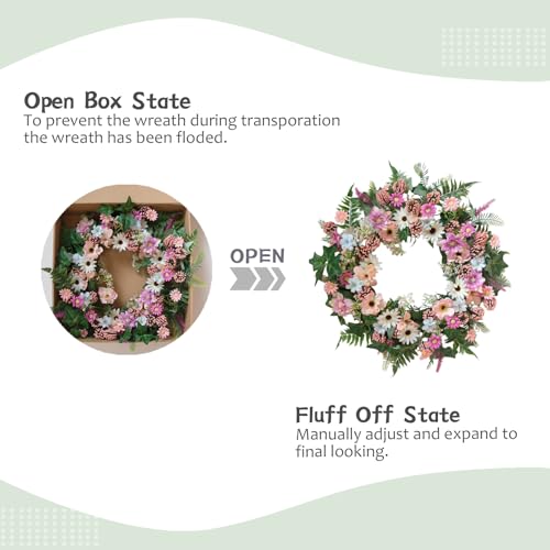 60% Off TEMPUS Spring Daisy Wreath – 22 Inch Decor - Image 5