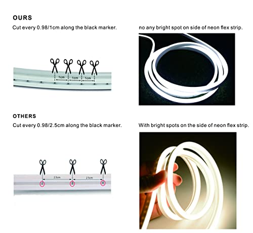 Image of Neon LED Strip Light - LED Neon Strip Light 16.4ft /5m 12V DC,Cut Length 0.39'' /1cm Silicone LED Neon Flexible Strip Light for Indoor Outdoor DYI Signage Decoration (Power Adapter not Included)