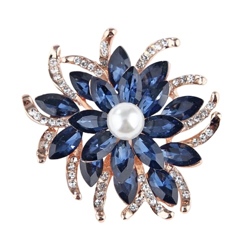 Image of Vintage Crystal Flower Brooch Fashion Crystal Large Flower Brooch Rhinestone Multicolor Collar Pin Shiny Zircon Corsage Sweater Pin Holiday Party Fashion Dress Jewelry for Women