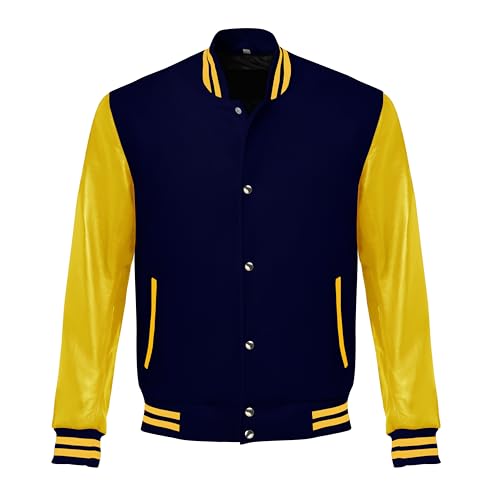 Image of Red And Black Letterman Jacket Men - Mens Black Varsity Letterman High School Baseball Bomber Jacket