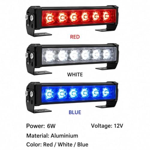 Image of MONARCHIE 12 LED Car Grille Light Bar | 12V Dual Color Red Blue White LED Light | Multi-Mode High Brightness Aluminium Body | Universal for Cars, SUVs & Trucks