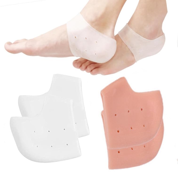 PengLAI Silicone Heel Protectors,4pcs Soft Gel Blister Prevention, Heel Cups & Ankle Protectors for Plantar Fasciitis Relief,Shoe Heel Socks for Men and Women