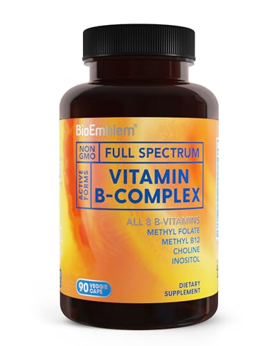 BioEmblem Vitamin B-Complex - All 8 Active Forms with Methyl Folate, Methyl B12, B6, Biotin Plus...