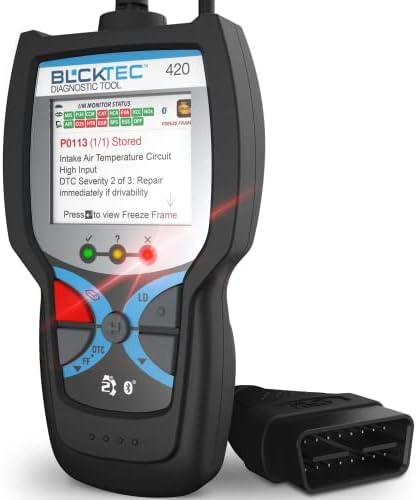 BLCKTEC 420 Bluetooth OBD2 Scanner Diagnostic Tool - Vehicle Code Reader and Scanner for Car - Clears Check Engine Light - Comes with Premium OBD App On IOS & Android - Works For All Cars 1996 & Newer