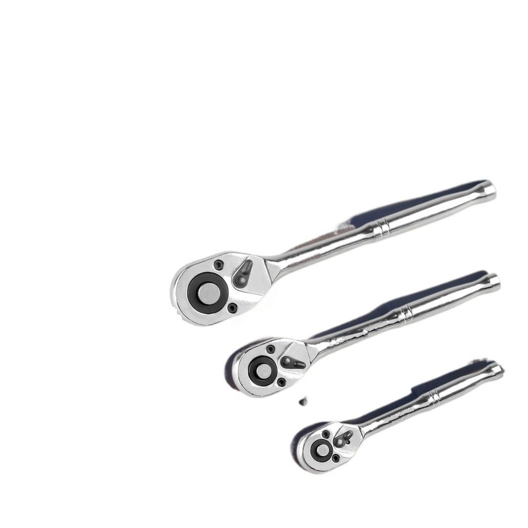 Klucze dynamometryczne Zestaw grzechotek kluczy nasadowych 1/4" 3/8" 1/2" 24-zębowy, szybkozamykający, dwustronny klucz dynamometryczny(3-Piece)