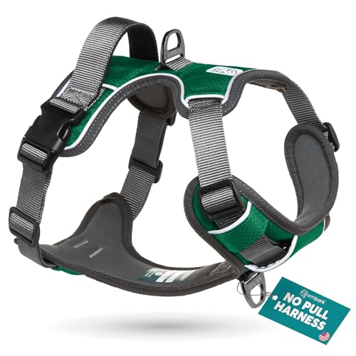Embark Adventure Dog Harness, Reflective Trim No Pull Dog Harness for Large Dogs - Military Grade Nylon, Front Clip with Gel Lined Handle.