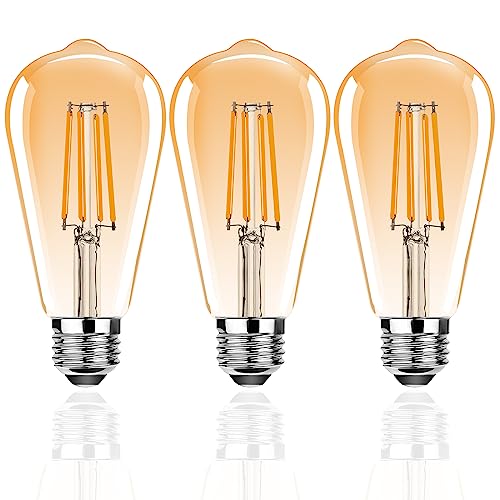 ProCrus E27 4W Edison Light Bulb,E27 Dimmable Vintage LED Light Bulbs,ST64 LED Light Bulbs,350LM,Equivalent 35W,2700K Warm White,Retro Antique Style,Amber,Dimmable,Pack of 3