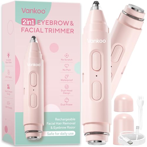 Vankoo Facial Hair Remover & Eyebrow Trimmer - 2 in 1 Eyebrow & Face Shaver for Women - Rechargeable...