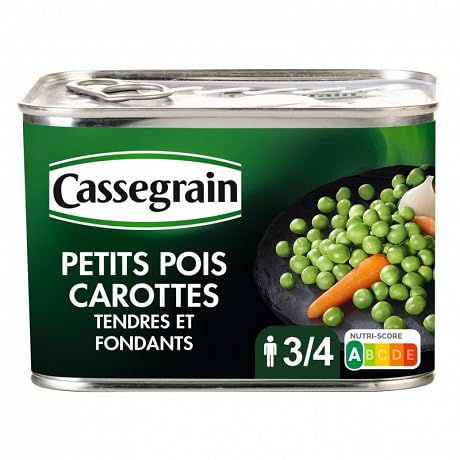 Cassegrain – Pequeños guisantes y zanahorias 465 g – Cuatro artículos