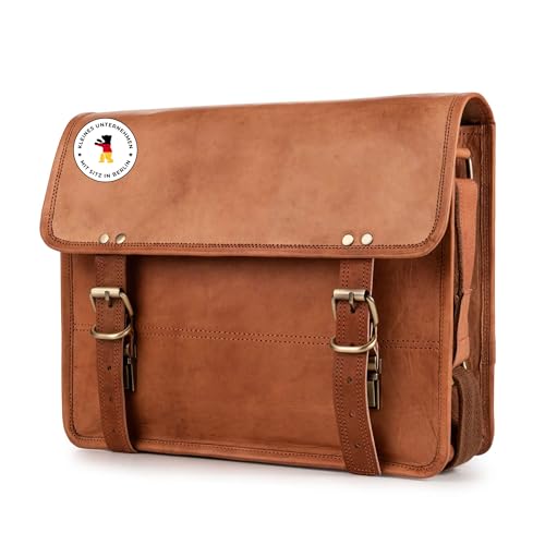 Berliner Bags Vintage Umhängetasche York M aus Leder, Messenger Bag mit Laptopfach für Damen und Herren - Braun
