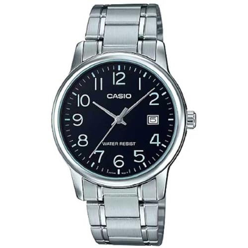 Image of Casio #MTP-V002D-1B Men's Standard Analog Stainless Steel Date Black Dial Watch