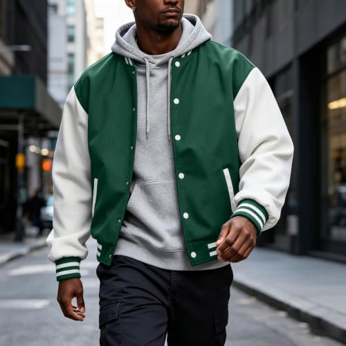 Men's Varsity Jacket Classic Fit Fleece Baseball Cardigan Sweaters - image 2