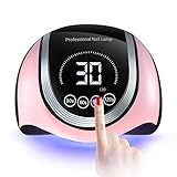 NAXBEY UV LED Nail Lamp for Two Hands, 180W UV Light for Nails Fast Curing Gel Polish Lamp with 60 Lamp Beads,4 Timers Settings and Large Space Automatic Sensor, Professional Nail Dryer lamp(Pink)