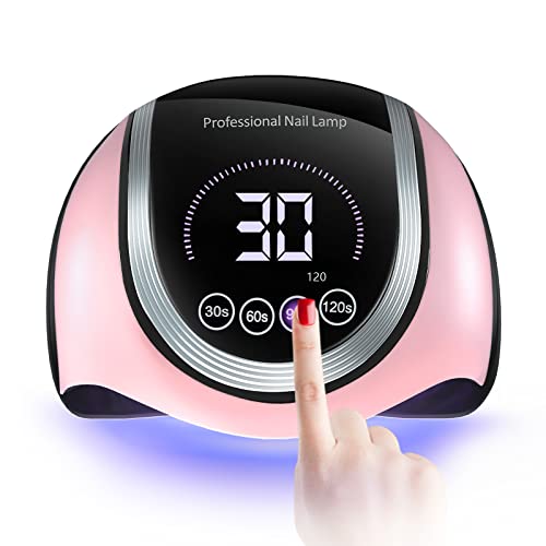 NAXBEY UV LED Nail Lamp for Two Hands, 180W UV Light for Nails Fast Curing Gel Polish Lamp with 60 Lamp Beads,4 Timers Settings and Large Space Automatic Sensor, Professional Nail Dryer lamp(Pink)