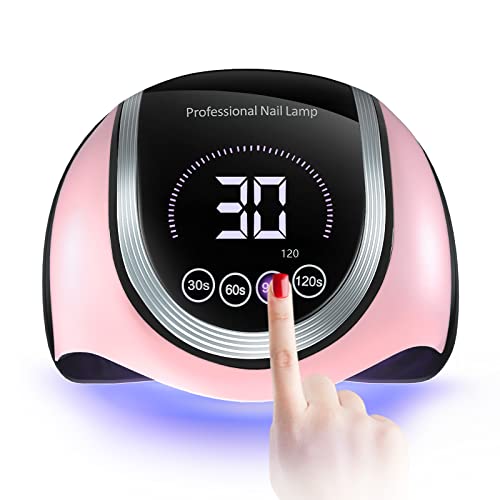 uv nail lamp pink - UV LED Nail Lamp for Two Hands, NAXBEY 180W UV Light for Nails Fast Curing Gel Polish Lamp with 60 Lamp Beads,4 Timers Settings and Large Space Automatic Sensor, Professional Nail Dryer lamp(Pink)