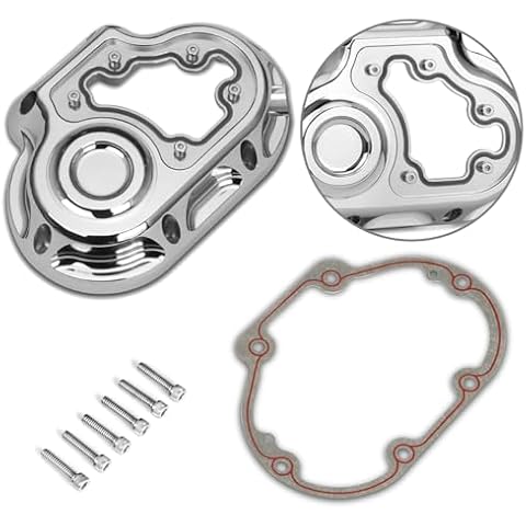 Chrome Clarity Transmission Side Cable Clutch Cover for Harley Touring FL Dyna Street Bob Softail Fat Boy 07-17 Touring Glide 07-13 CNC Aluminum (Chromed) Cover
