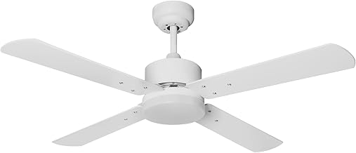 BEL AIR HOME - DC Ceiling Fan with Integrated LED Light 20W - 3 Selectable Shades - Reverse Function - 6 Speeds - Remote Control Included - Modern Design, White, Metal