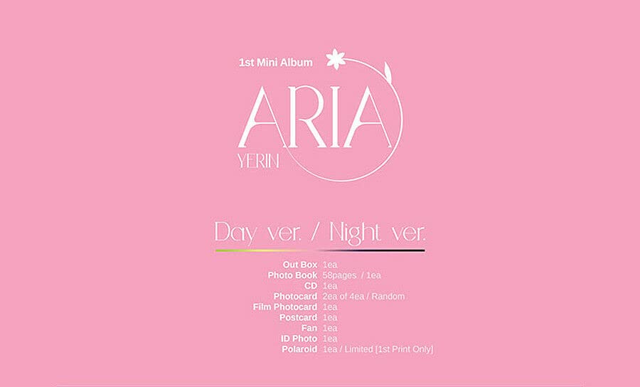 Miniatura 3 de GFRIEND YERIN ARIA 1st Mini Album ( NIGHT Ver. ) ( Incl. CD+Photo Book+Photo Card+Film Photo Card+Post Card+Fan+ID Photo ) K-POP SEALAD