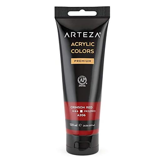ARTEZA Pintura acrílica | Color Rojo Carmesí | Bolsa individual de 120 mililitros | Pinturas acrílicas para lienzos