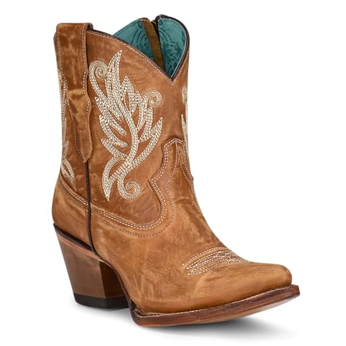 CORRAL LADIE'S GOLDEN EMBROIDERY ANKLE BOOT, LEATHER SOLE, URBAN A42182
