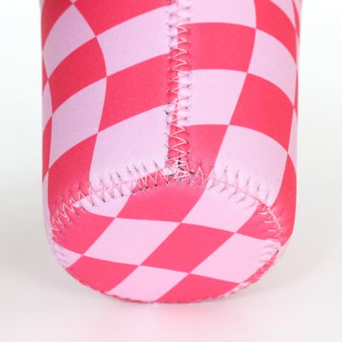 Image of 3 Pack Reusable Iced Coffee Sleeves - Xumbtvs Insulator Sleeve for Cold Beverages, Neoprene Coffee Cup Holder (Pink Chessboard)
