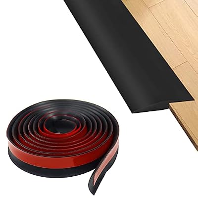 Floor Rubber Transition Strip Self Adhesive Carpet to Tile Transition Strip Edging Trim Strip for Threshold Transitions with a Height Less Than 5 mm/0.2in (Black, 16.4FT)