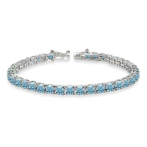 Sterling Silver 4mm Round-cut Classic Bracelet Made with European Crystals, Crystal Cover