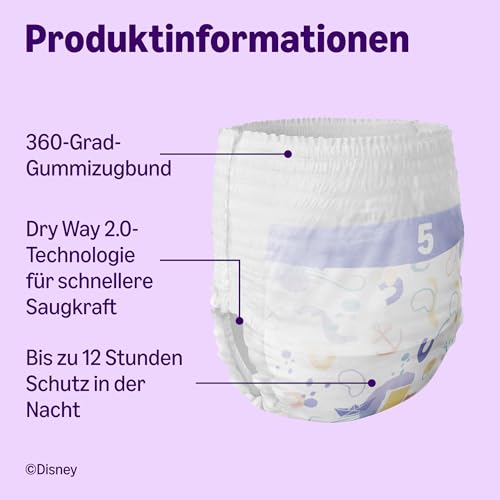 by Amazon Disney-Windelhosen, Größe 5 (12–17 kg), 140 Stück (2 Packungen à 70 Stück), weiß, Monatsvorrat (früher von der Marke Mama Bear, dasselbe Produkt) 3