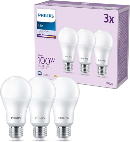 Ampoule LED - PHILIPS - 100 W - A67 E27 - Blanc froid - Non dimmable x 3