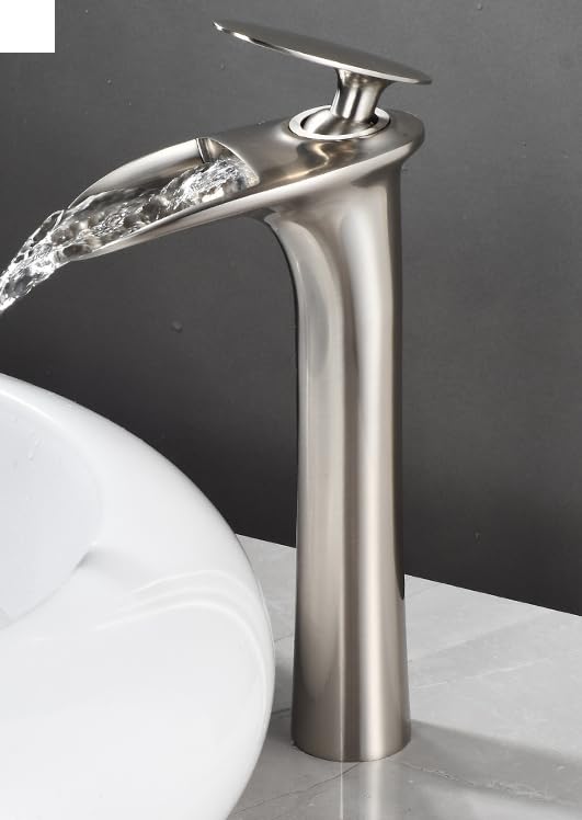 Robinet de salle de bain cascade eau chaude et froide gris bas LWX