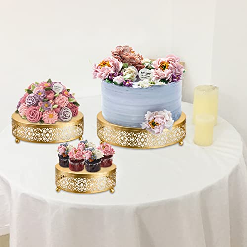 Hedume 3 Pack Cake Stand Set, Round Cake Stands, Metal Dessert Cupcake Pastry Candy Display Plate For Wedding thumb #4