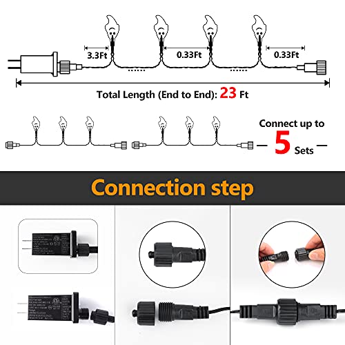 RECESKY 60 LED Halloween String Lights - 19.4ft Purple Ghost String Light with 30v Plug in, Extendable 8 Modes Halloween Lighting for Outdoor Garden Yard House Bedroom Halloween Party Decorations - Image 5