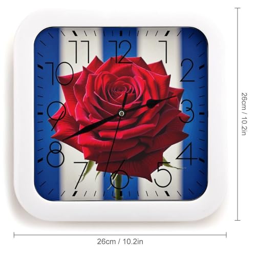 Horloge murale carrée 25 cm à motif roses pour bureau - 3