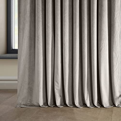 Image of HPD Half Price Drapes Signature Plush Extra Wide Velvet Blackout Curtains for Bedroom (1 Panel), 100W X 108L Hotel Black Out Curtains for Living Room, Thermal Insulated Curtains, Library Taupe